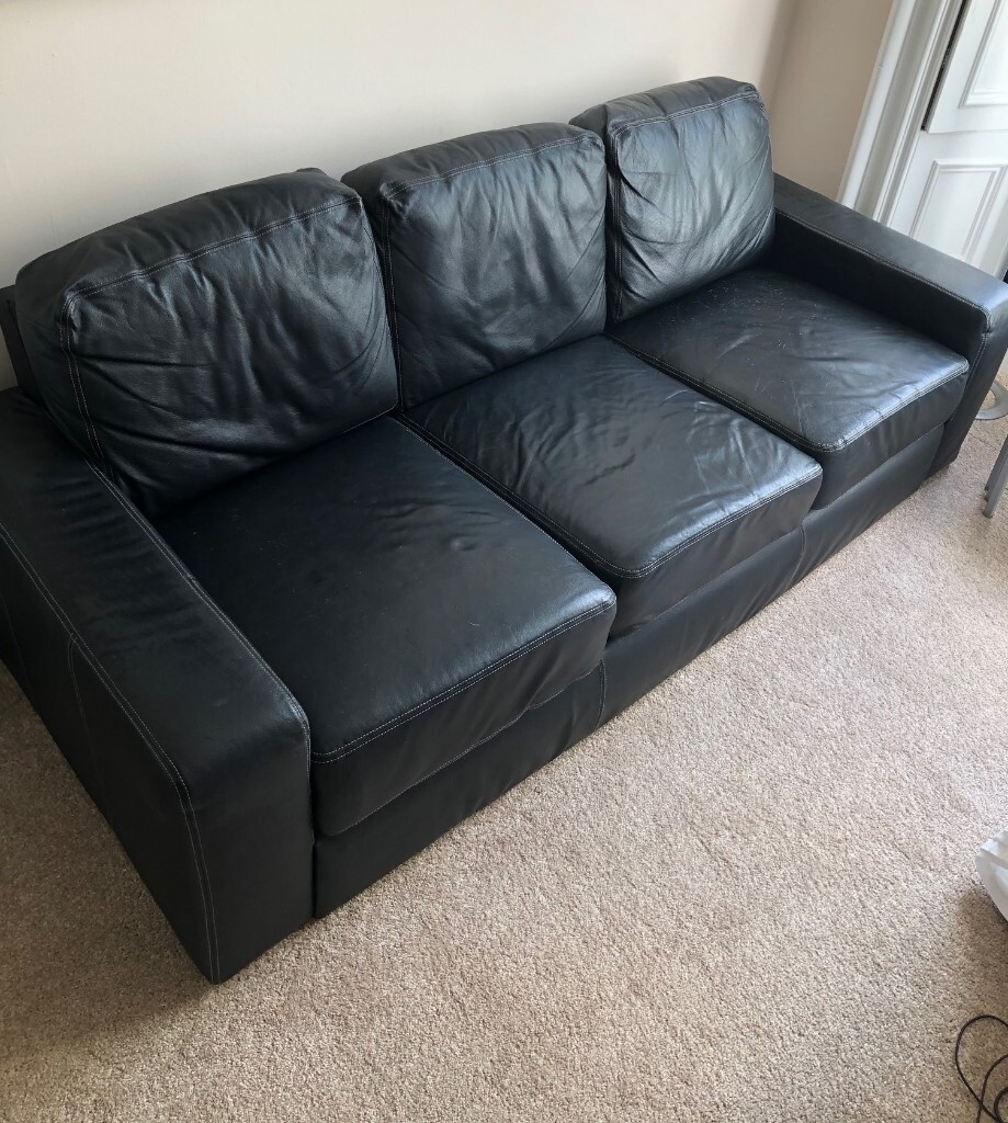 2 and 3 seater black faux leather sofas in Marchmont, Edinburgh Gumtree