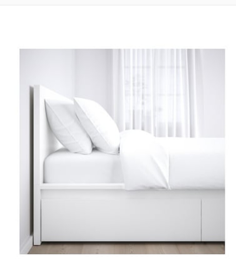 Bargain Ikea White Malm Single Bed With 2 Storage Drawers In