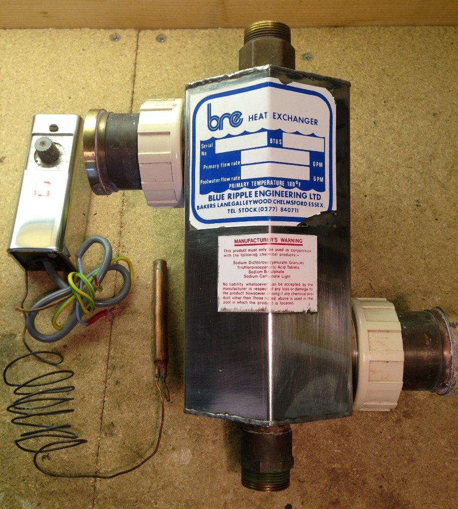 Heat Exchanger & Thermostat for swimming pool, hot tub, etc. in