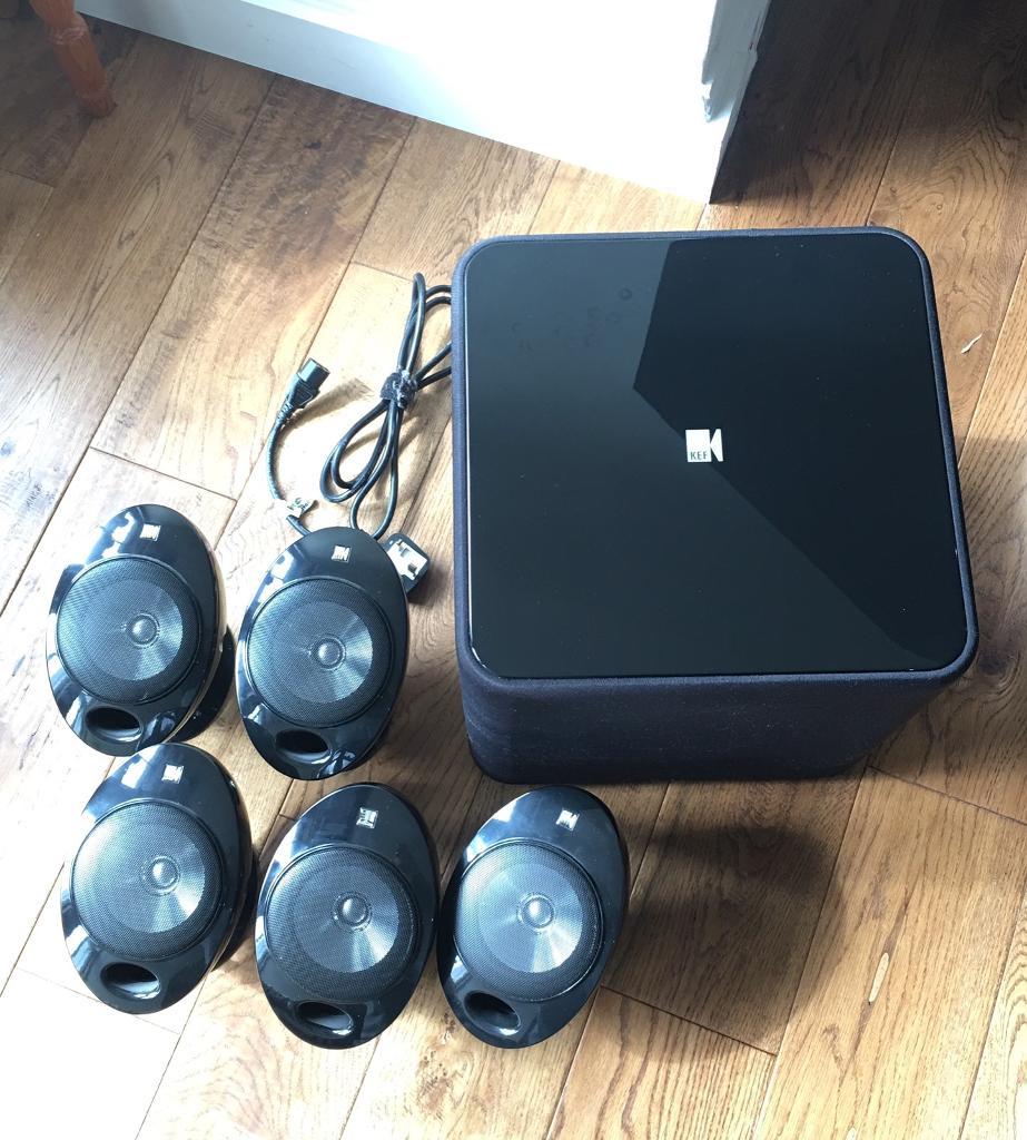 Kef 5.1 Surround Sound Speakers & Subwoofer Egg Set for Home Cinema