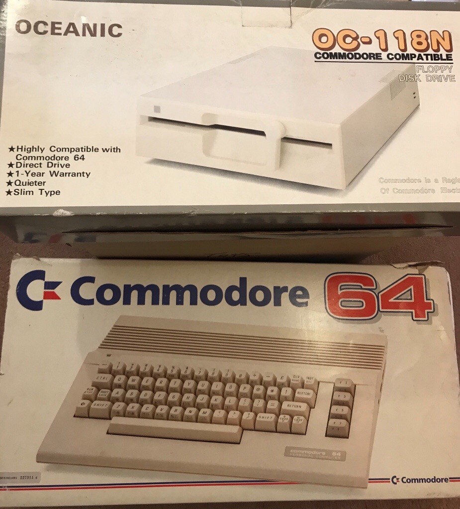 Commodore 64, cassette unit, disk drive, joysticks, lots of games in