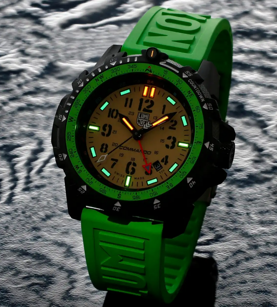 Pre-owned Luminox Commando Gmt Raider Military Sapphire Beige Green Band Watch Xl.3337