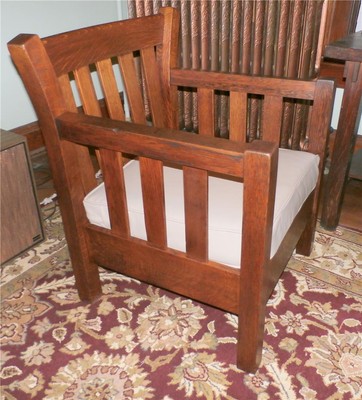 VINTAGE MISSION ARTS&CRAFTS OVERSIZED CUBE CHAIR..FRESH ITALIAN LEATHER