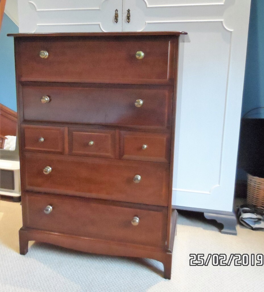 Stag Minstrel Attractive Mahogany Tall Boy 7 Drawer Chest Of Drawers