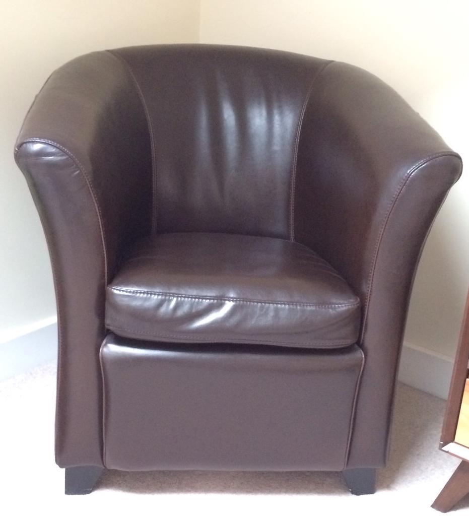 John Lewis brown leather barrel chair. in Christchurch, Dorset Gumtree