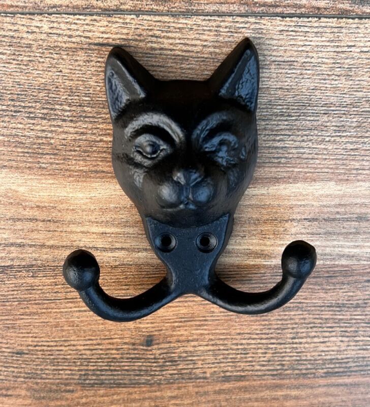 One Cast Iron Black CAT Double Hook