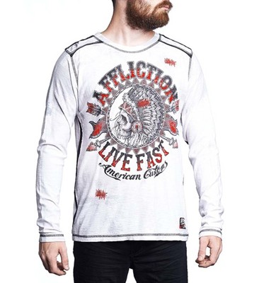 Affliction men Shirt-AC STAMPEDE-Long Slvs in White Lava Wash  A10776