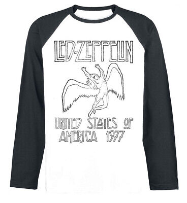 Led Zeppelin' USA 77' Manga Larga Raglán Camiseta Béisbol - Nuevo y Oficial