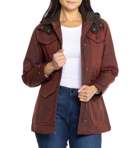Pre-owned Filson Mooncroft Waxed Cotton Canvas Jacket Burgundy Red Women's Small S Coat