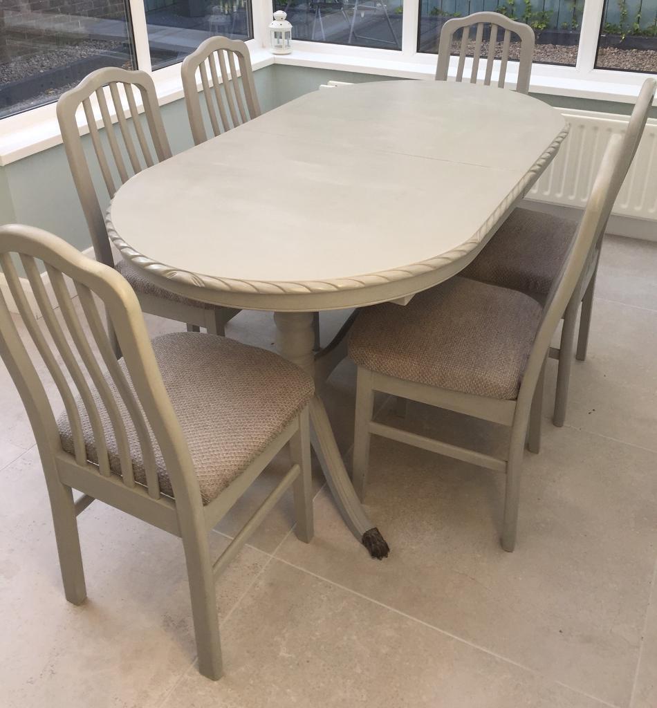 SOLID WOOD EXTENDABLE DINING TABLE WITH 6 CHAIRS | in ...