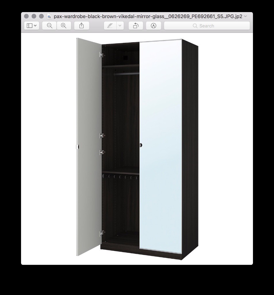 Now Sold White Ikea Pax Wardrobe With Mirror Glass Doors