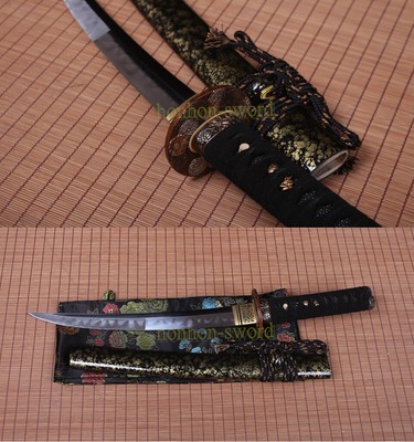 T10 Clay Tempered Tanto Osoraku-Zukuri Japanese Samurai Short Sword Rea Hamon