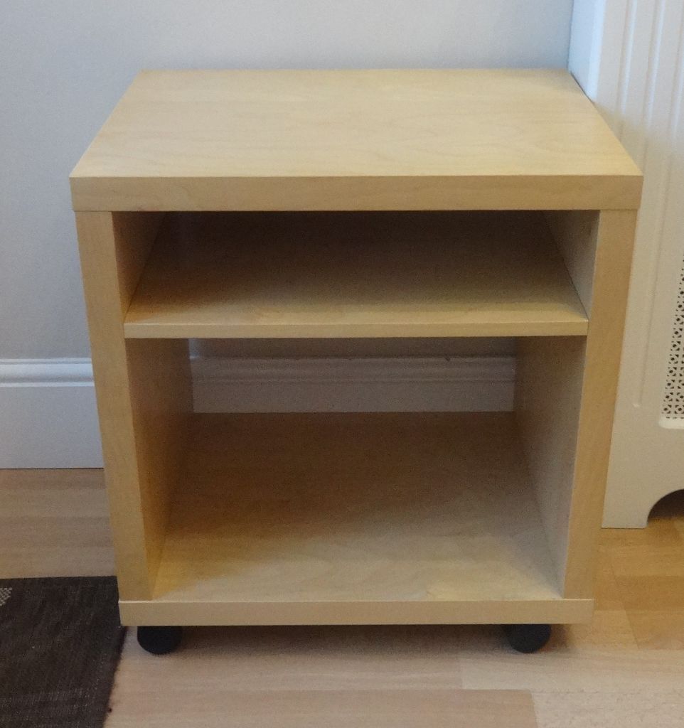 IKEA TV ENTERTAINMENT BEECH STAND UNIT OR SIDE TABLE ON WHEELS STORAGE