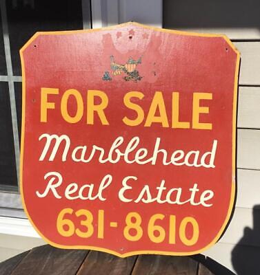 Vintage Wood Old Painted Marblehead Real Estate Advertising For Sale Trade Sign