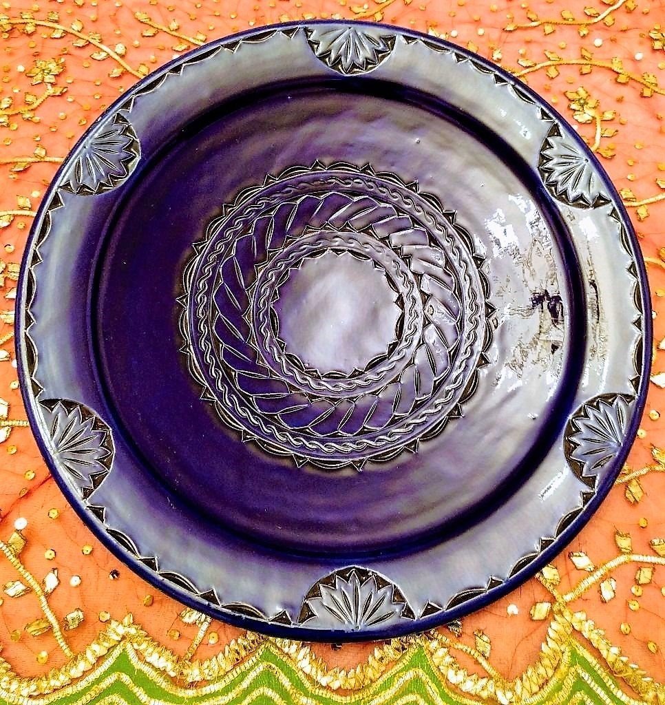 New Extra Large Moroccan Decorative Blue Plate Kitchen