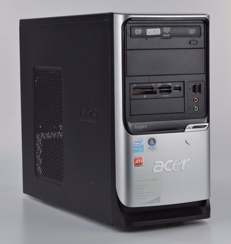 WINDOWS VISTA ACER APSIRE T671 TOWER PENTIUM D PC COMPUTER 2GB RAM