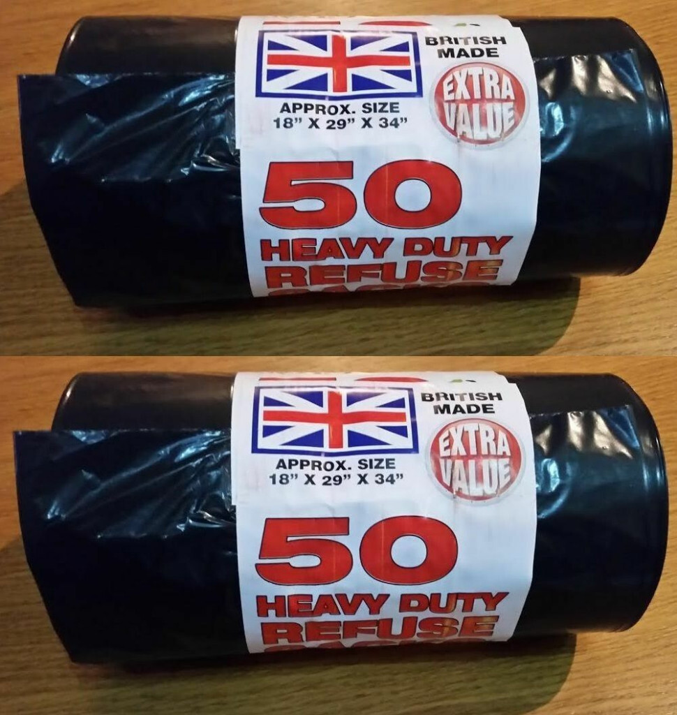 NEW 50 Bin Bags Heavy Duty Black Refuse Sacks Strong Durable Thick