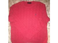 Pink/Red Cable Knit Ralph Lauren Jumper Size XXL