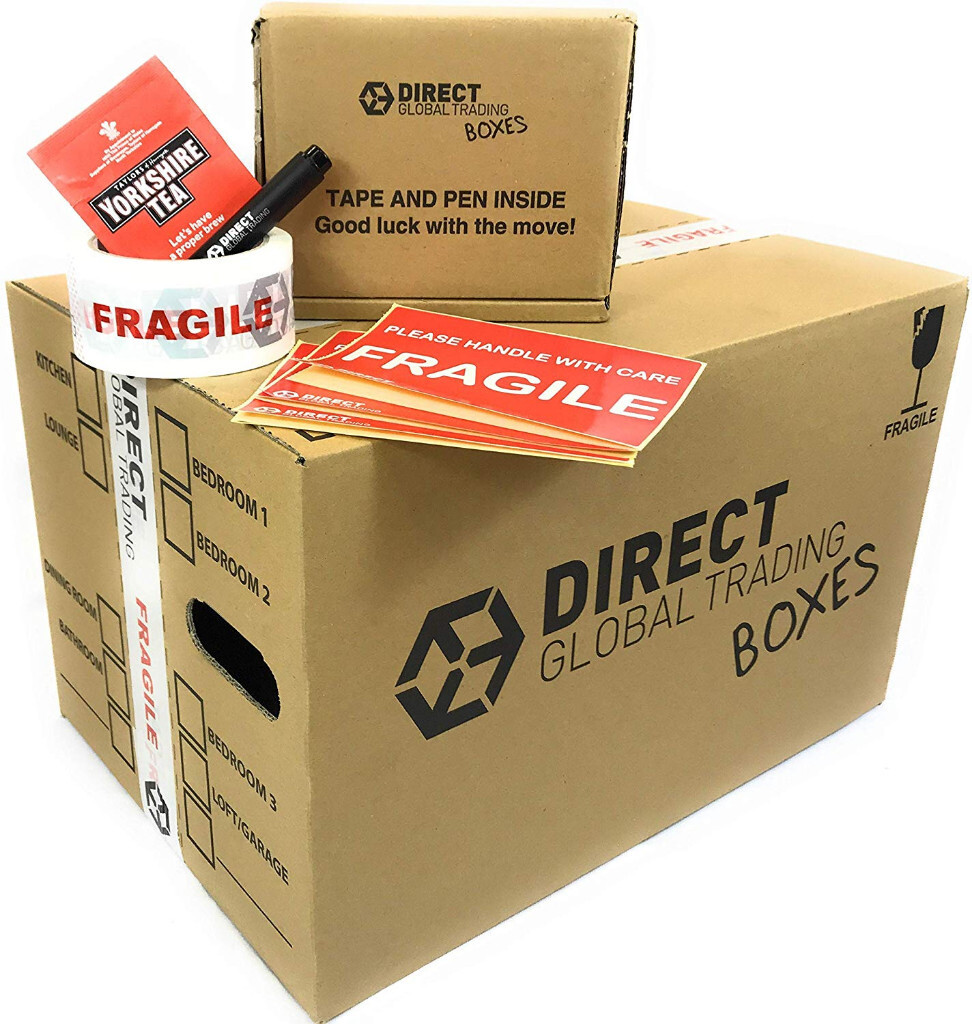 8 strong cardboard moving boxes (large and extra large, all brand new