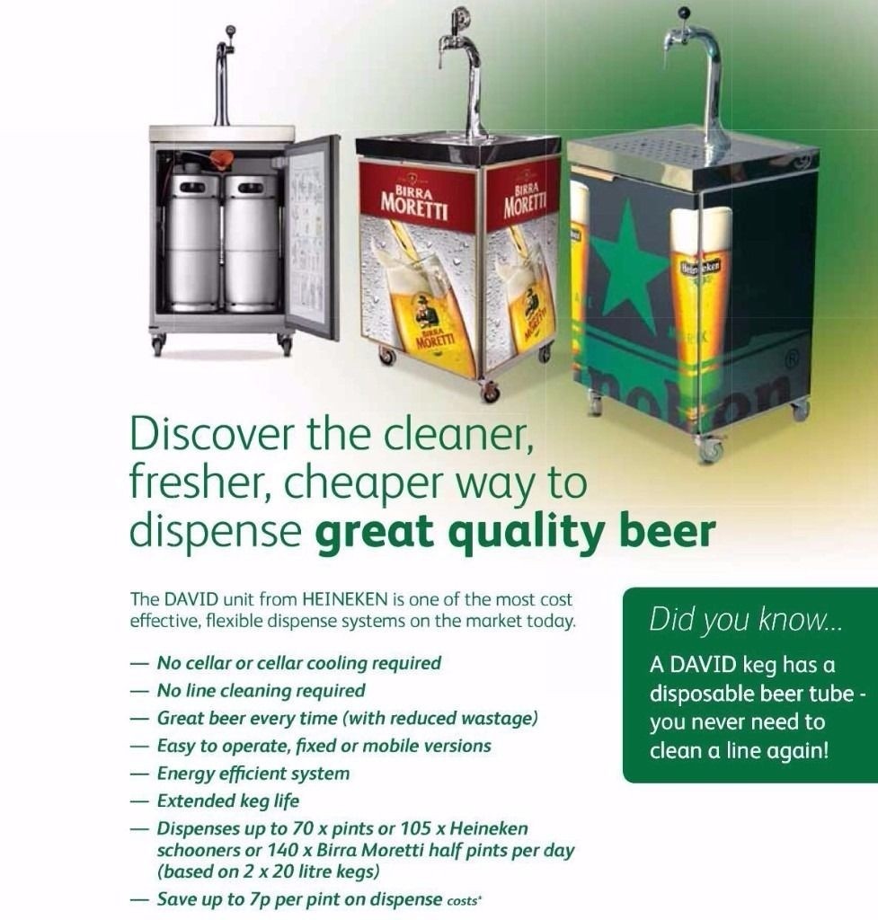 DAVID UNIT HEINEKEN PORTABLE BEER DISPENSER RRP £1000 in Clydebank