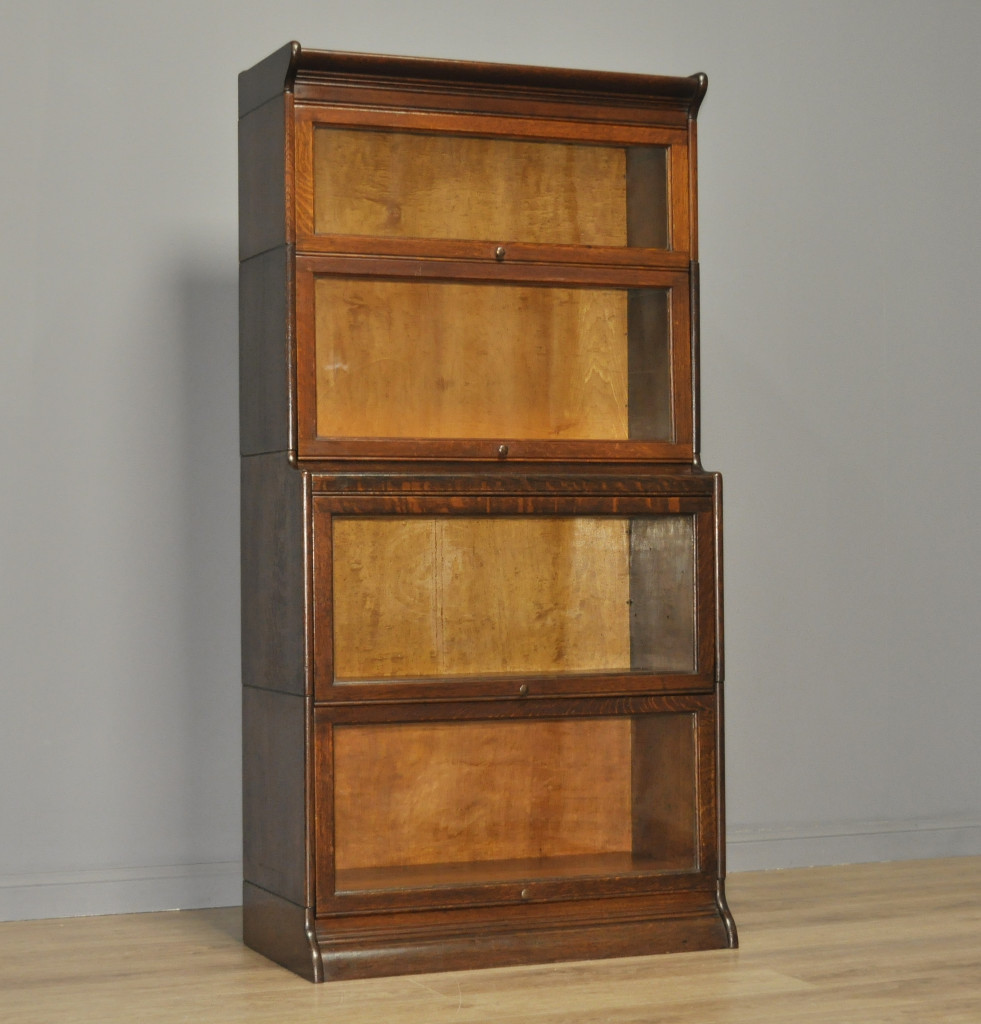 Attractive Large Vintage Oak Gunn Sectional Stacking Glazed Bookcase