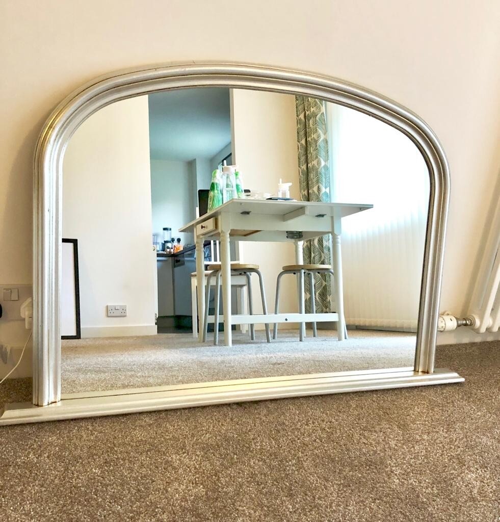 Silver Ornate Arched Overmantle Wall Mirror in Edinburgh City Centre