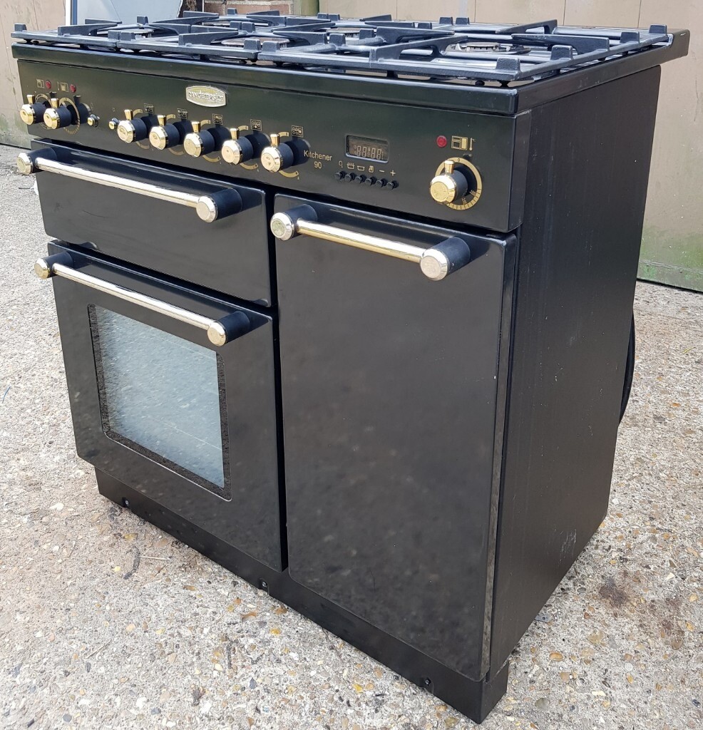 Rangemaster Kitchener 90cm Dual Fuel Black Free Delivery In