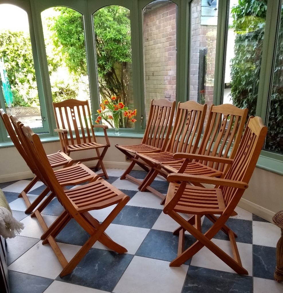 Firman Leisure Furniture 8 Teak Garden Chairs Immaculate Condition in