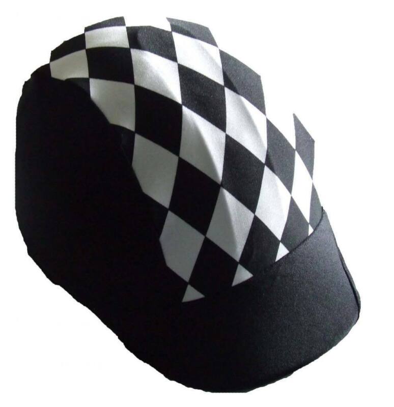 Ecotak lycra helmet cover - black with white diamonds Ecotak