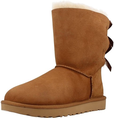 Pre-owned Ugg Womens Bailey Bow Ii Boots Chestnut In Brown