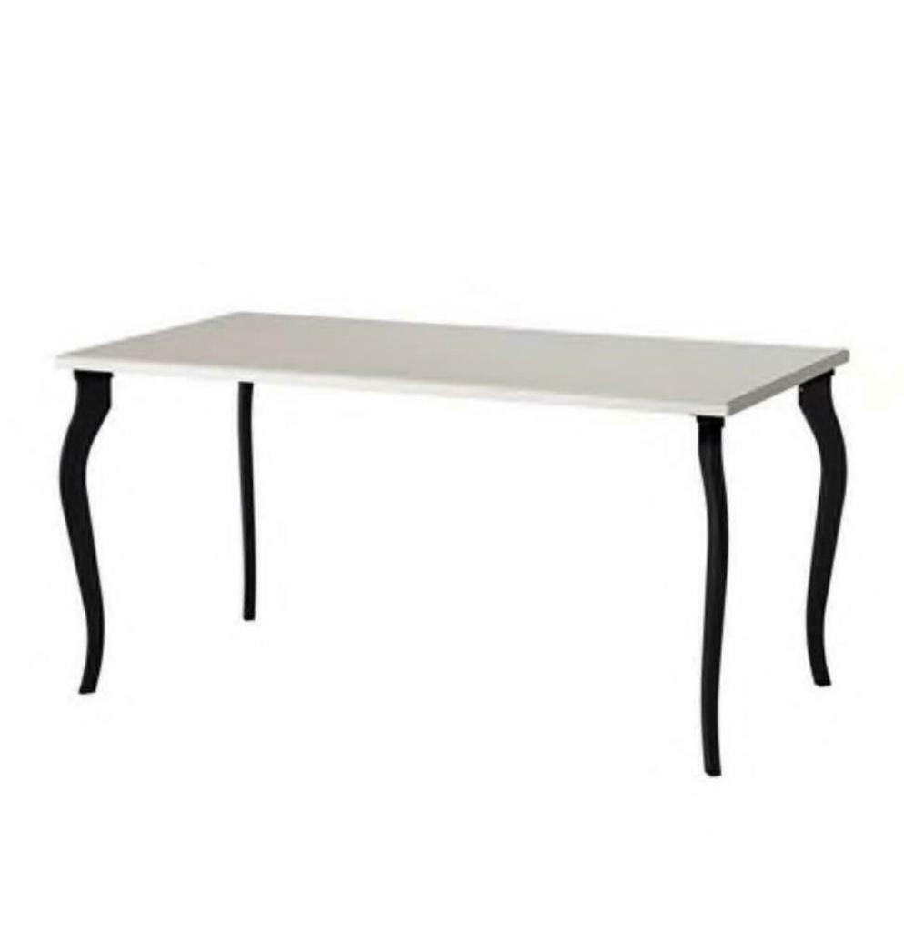 White Ikea dining table/desk with black curved legs in Newcastle