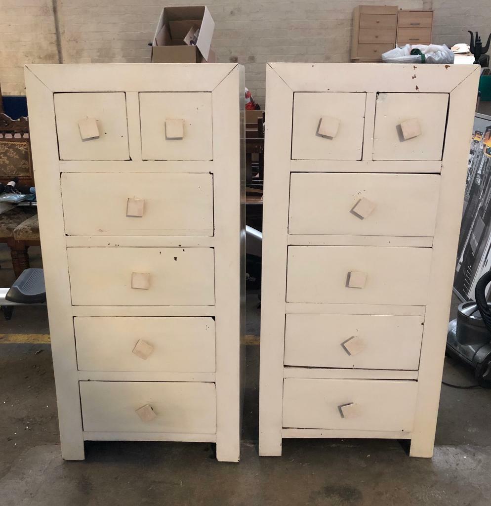 2 Tall White Solid Wood Chest Of Drawers In Glasgow Gumtree