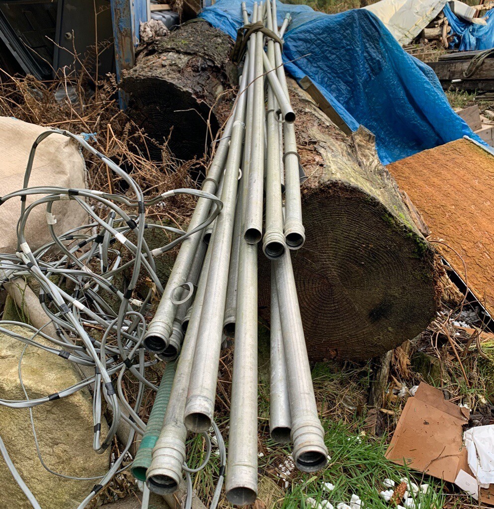 Mixture of Aluminium Irrigation pipes from some glasshouses. in
