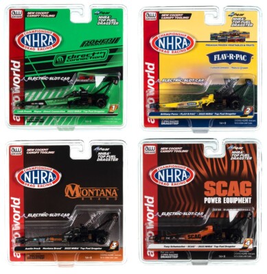 Auto World SC398 NHRA 4 Car Set Prock, Schumacher, Brittany Force & Leah Pruett