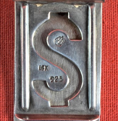 Vintage 14K 925 Aztek Mayan Calendar 38 Eagle Taxco Mark Money Clip 20.32 grams