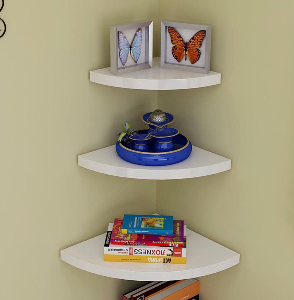 New Set of 3 Floating Wall Bookshelf Shelves Storage Display Corner