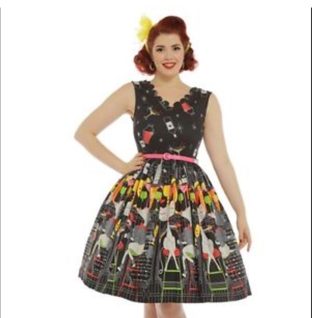 Lindy Bop vintage inspired swing dress cat/dog cocktail bar in Totton
