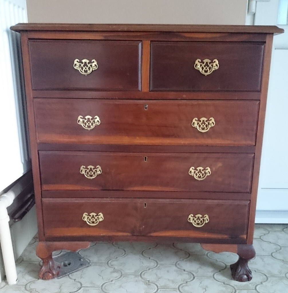 Vintage, possibly antique, solid dark wood, mahogany chest of drawers