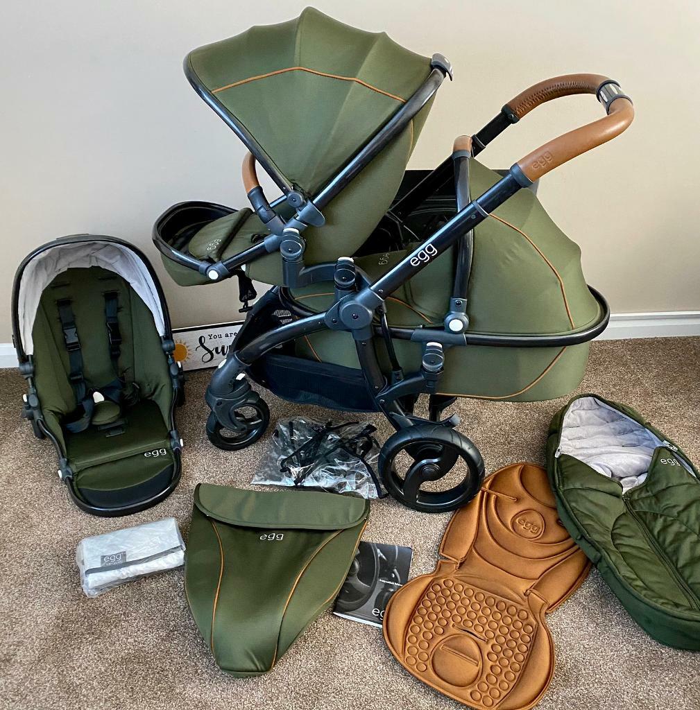 forest green egg pram