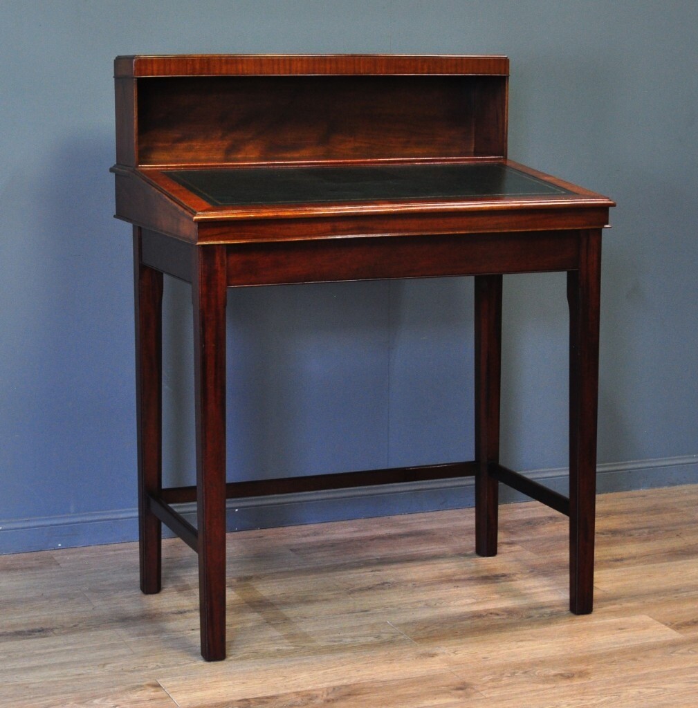 Attractive Large Tall Antique Style Mahogany Clerks Maitre D' Leather