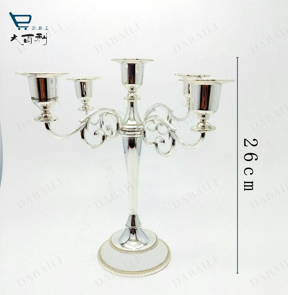 Candeliere Candelabro Portacandele 5 Candele In Metallo Argentato 10050 bal