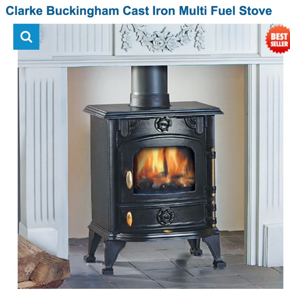 Clarke Buckingham Cast Iron 6kW Wood & Coal Multi Fuel Stove w lined