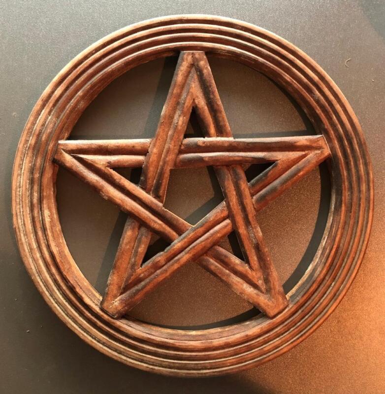 Rustic Wooden Pentagram Wall Hanging! Ready to Hang! pagan wicca witch