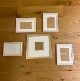 image for Five picture frames white, gold & wood (gallery wall)