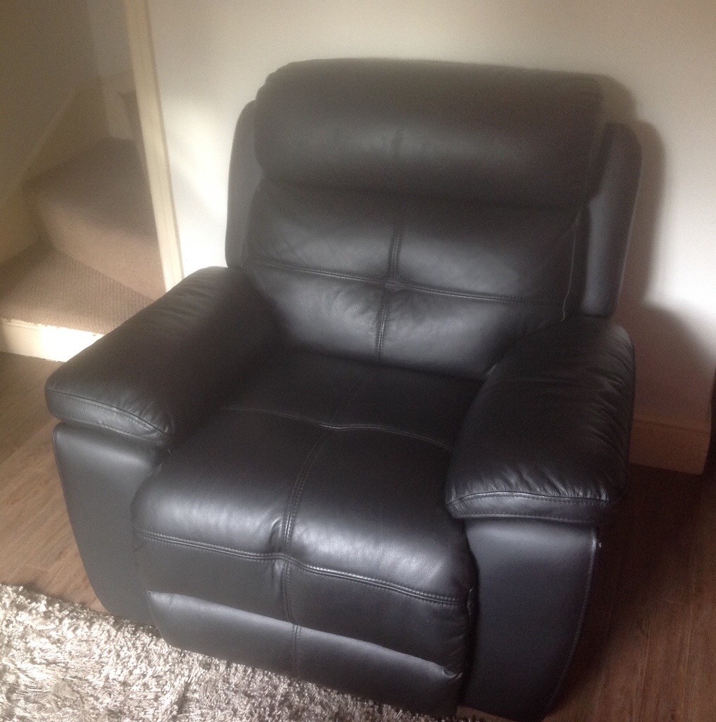 Black leather, electric recliner armchair in Mapperley