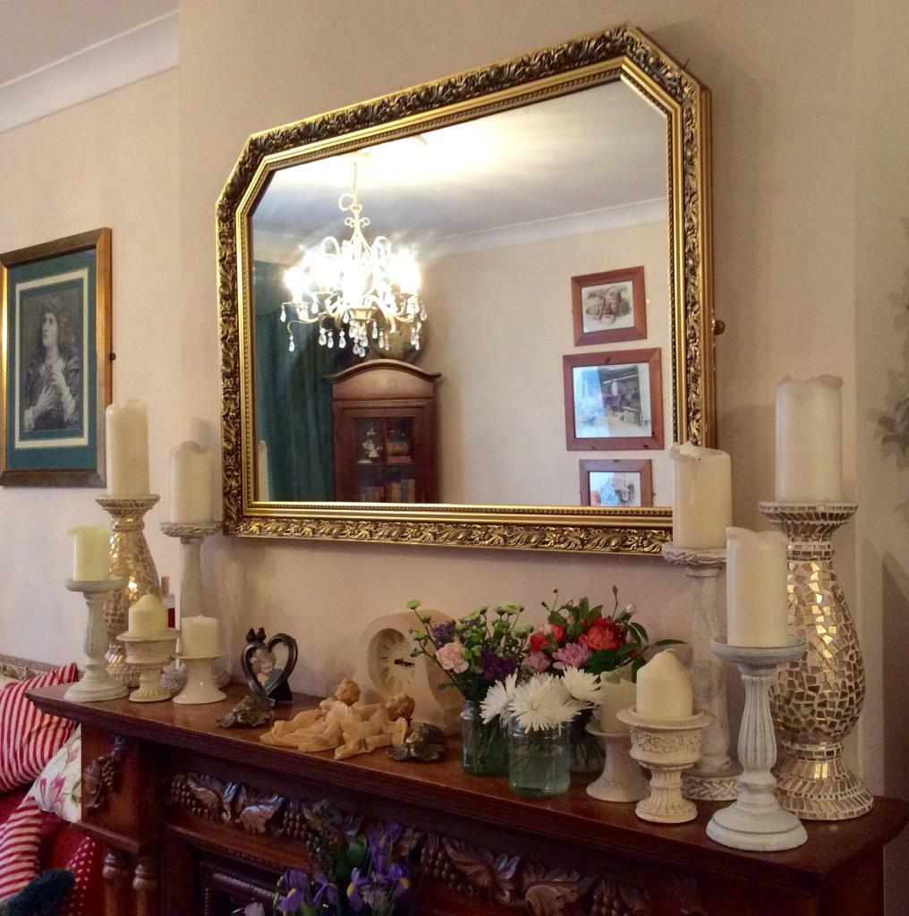 Large John Lewis Ornate/vintage/ Antique style gold mantle/wall mirror