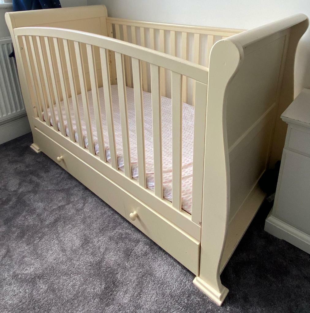cream sleigh cot bed