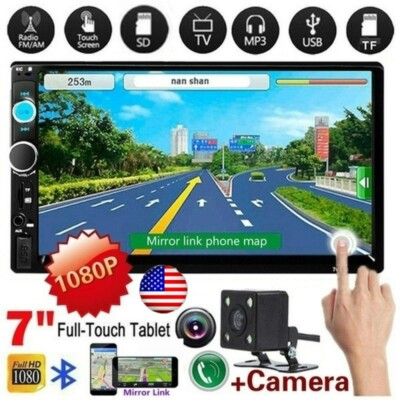 7010B 7'' Double 2 DIN Car MP5 Player Stereo Radio Bluetooth Mirror Link GPS +Cam