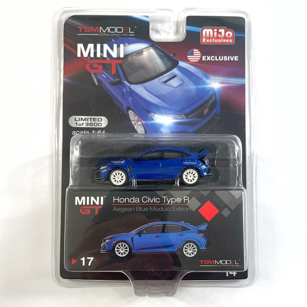 MINI GT ホンダ シビック タイプ R (FK8) Aegean Blue MINI GT 17 Honda Civic Type R (FK8) AEGEAN BLUE W/ MODULO