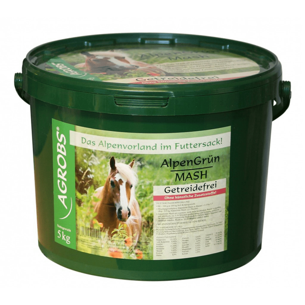 Agrobs - Alpengrün Mash - Für eine gesunde Verdauung - Pferdefutter 5 Kg Eimer